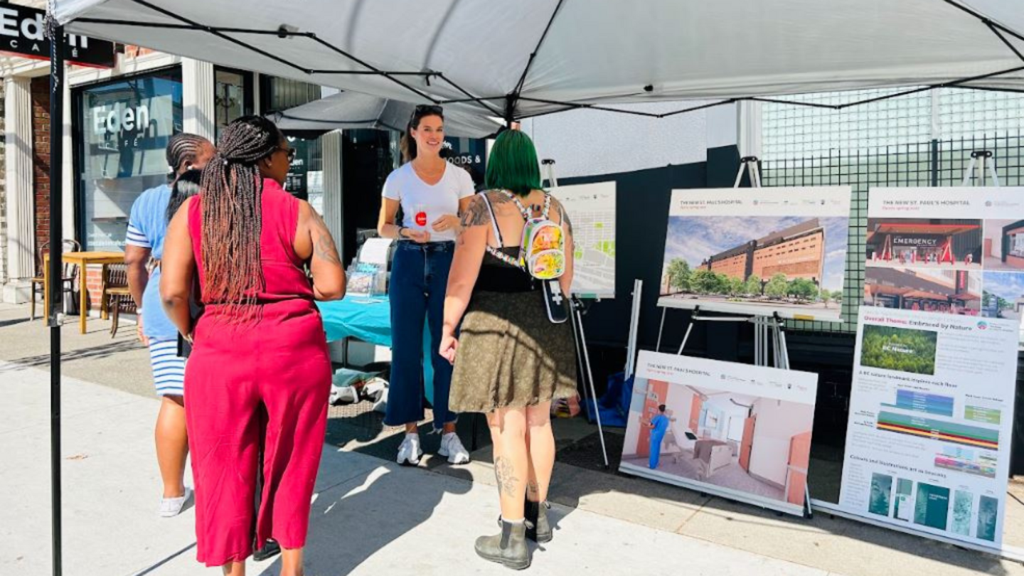 Claire MacEwing, Senior Project and Change Management Lead for the clinical team, hosts a pop-up event on the Downtown Eastside
