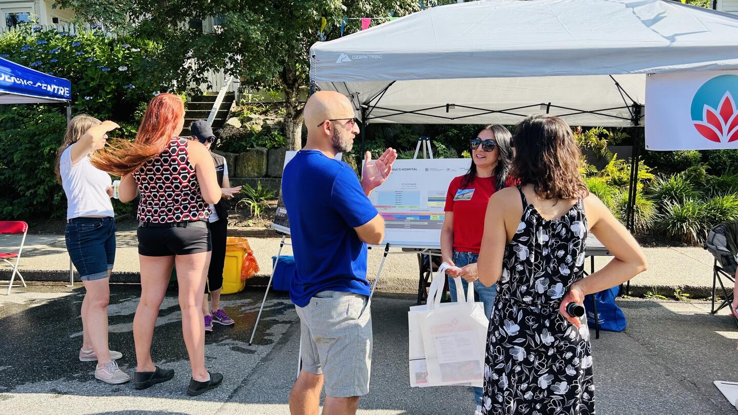 Jeannie Gandham (centre) speaks to locals at the Union Street Block Party