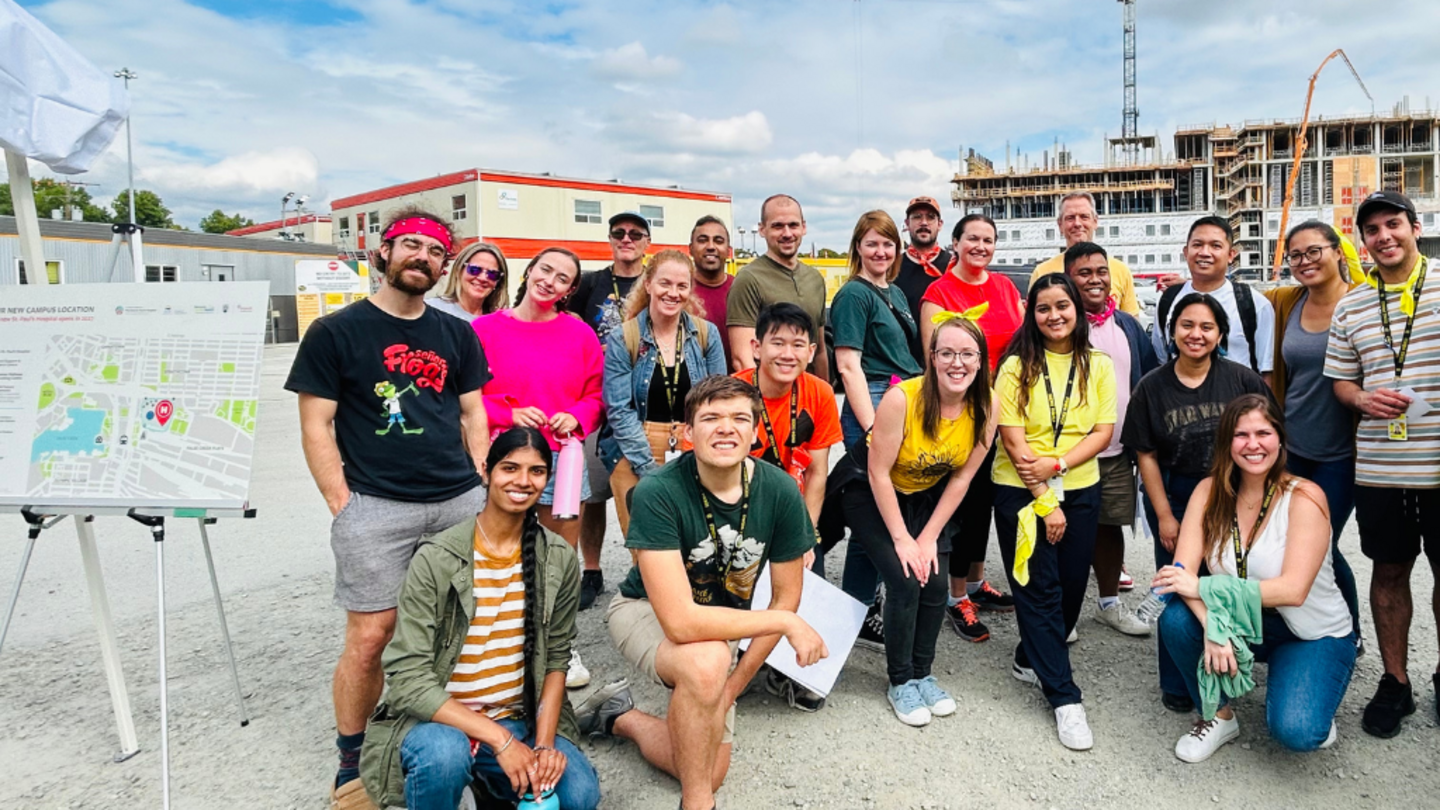 Science World staff check out our new hospital from afar