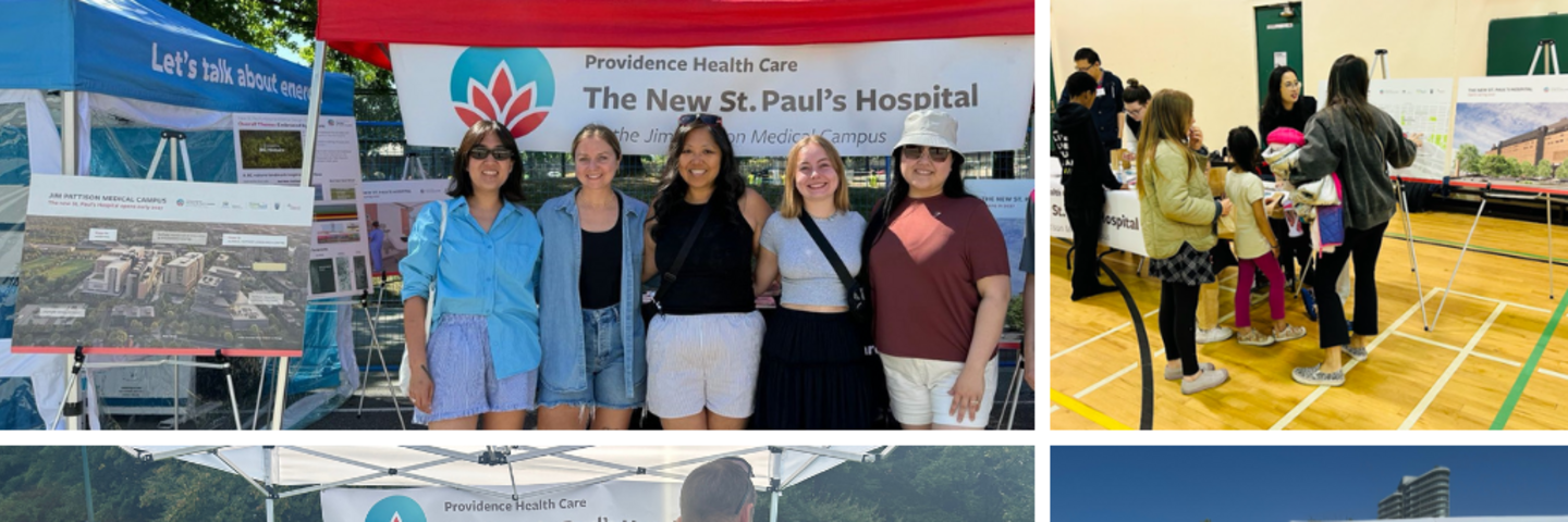 A collage of team members at public engagement events